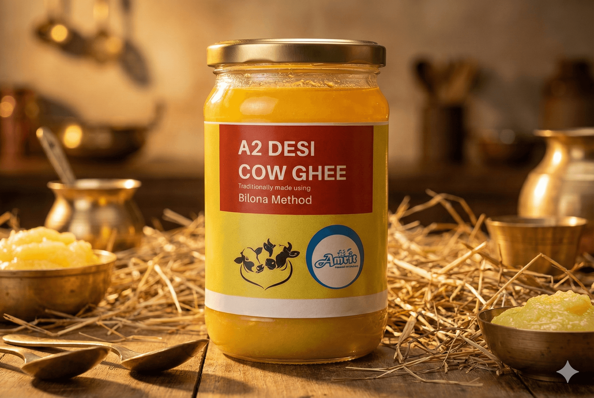 Amrit Milk Organic A2 Cow Ghee - 500ml