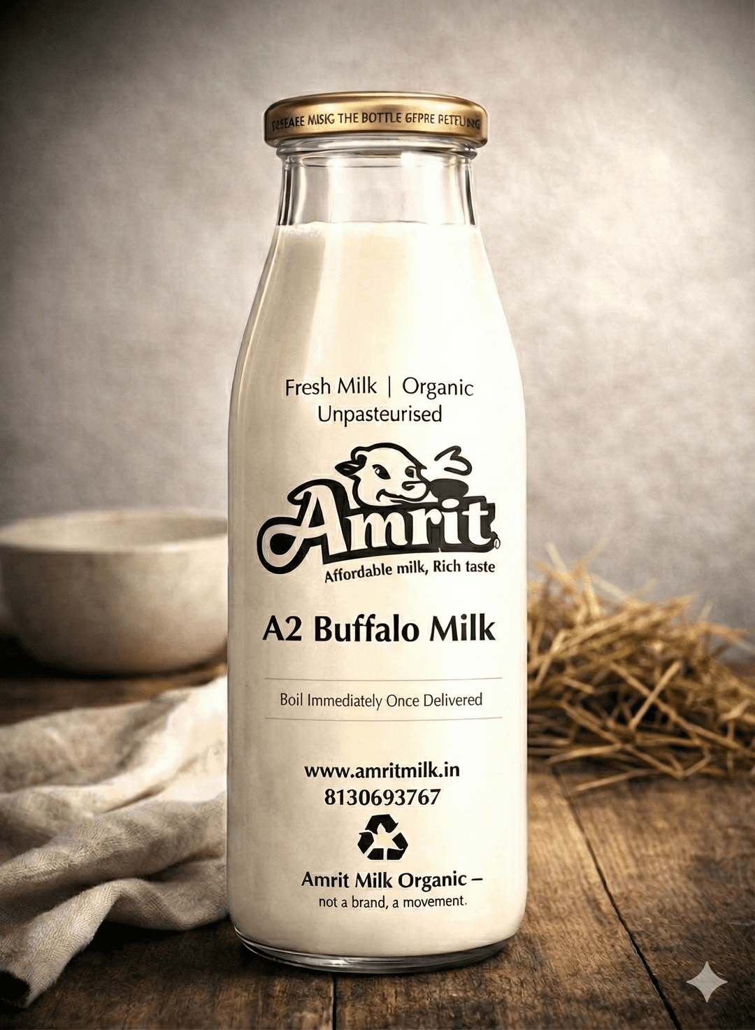 Amrit Milk Organic A2 Buffalo Milk - 1 L