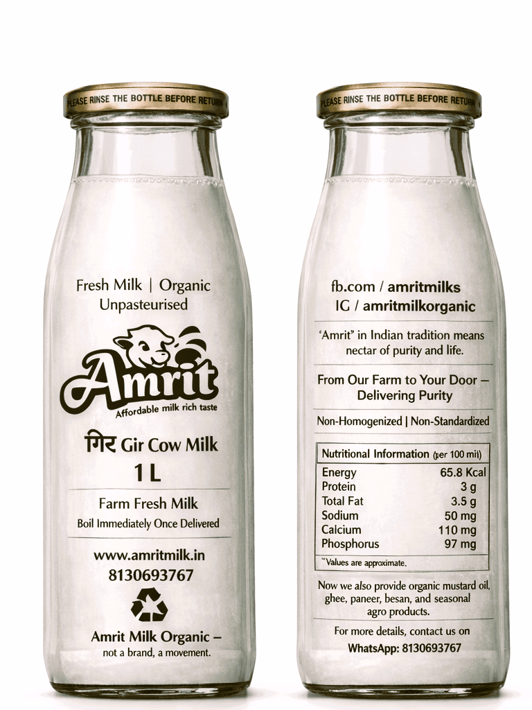Amrit Milk Organic A2 Gir Cow Milk - 1 L